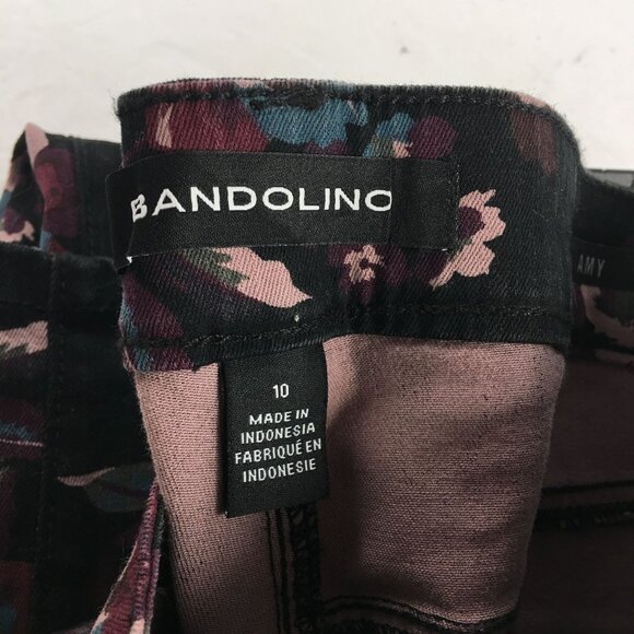 BANDOLINO AMY BLACK FLORAL PRINT MODERN STRAIGHT LEG STRETCH JEANS WOMENS SIZE 1 - Picture 4 of 4